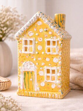 Whimsical Gingerbread House Luminary Hand-Painted Cottagecore Decor NWOT